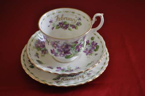 Royal Albert Flower Of The month February "Violets" Trio
