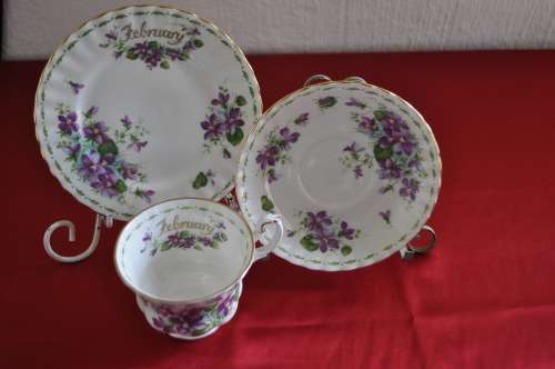 Royal Albert Flower Of The month February "Violets" Trio
