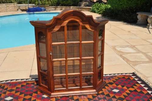 Fletchers Knysna Black Wood Wall Mounted Gable Top Display Cabinet.  -- Collections Only!