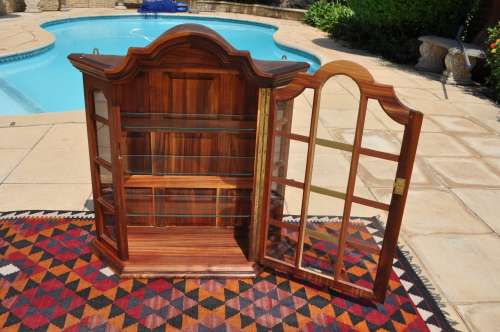 Fletchers Knysna Black Wood Wall Mounted Gable Top Display Cabinet.  -- Collections Only!