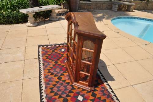 Fletchers Knysna Black Wood Wall Mounted Gable Top Display Cabinet.  -- Collections Only!