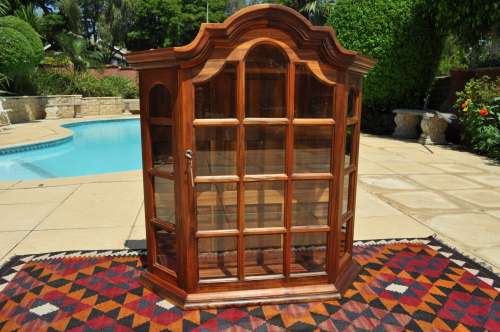 Fletchers Knysna Black Wood Wall Mounted Gable Top Display Cabinet.  -- Collections Only!