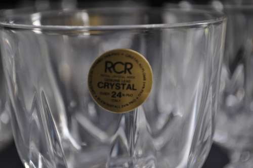 Royal Crystal Rock (RCR) Crystal 24% Boxed Sherry Glasses x 6