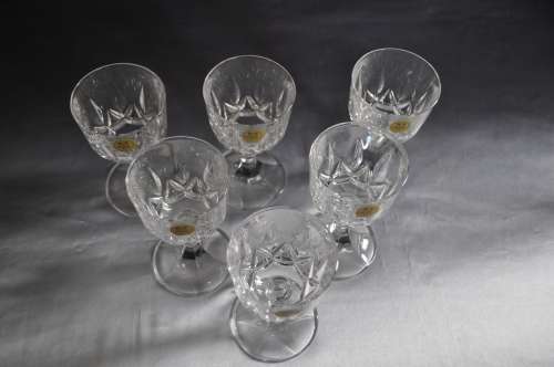 Royal Crystal Rock (RCR) Crystal 24% Boxed Sherry Glasses x 6
