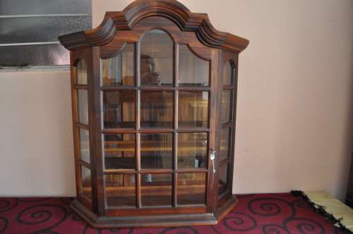Fletchers Knysna Black Wood Gable Top Wall Mounted Display Cabinet - Collections Only!!