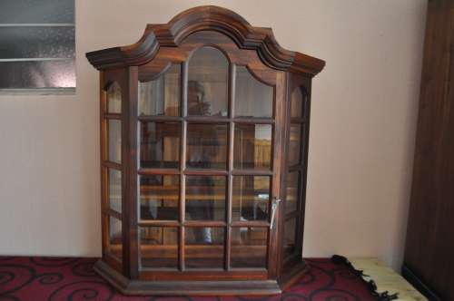 Fletchers Knysna Black Wood Gable Top Wall Mounted Display Cabinet - Collections Only!!