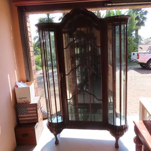 Imbuia Ball & Claw Gable Top Display Cabinet --  Collection Only!!!