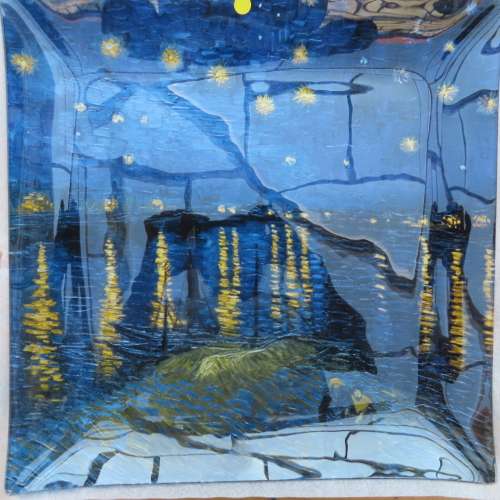 Starry Night Decorated Square Glass Platter