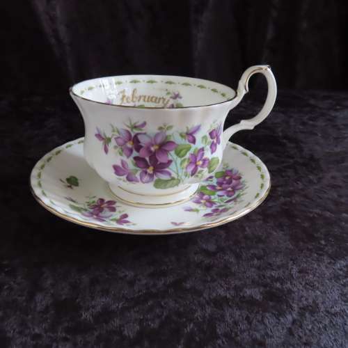 Royal Albert Flower Of The Month February Violets Large Coffee Duo