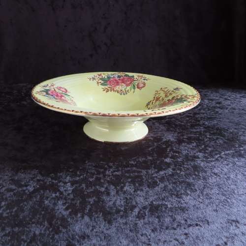 Maling Pottery Yellow Lustre Ware "Rosalind" Pattern 1930's Fruit Bowl # 6546