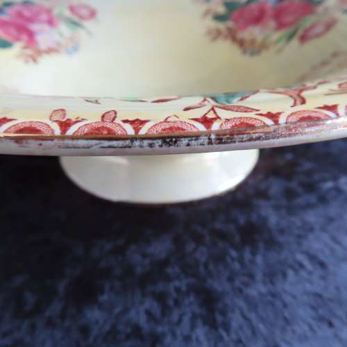 Maling Pottery Yellow Lustre Ware "Rosalind" Pattern 1930's Fruit Bowl # 6546
