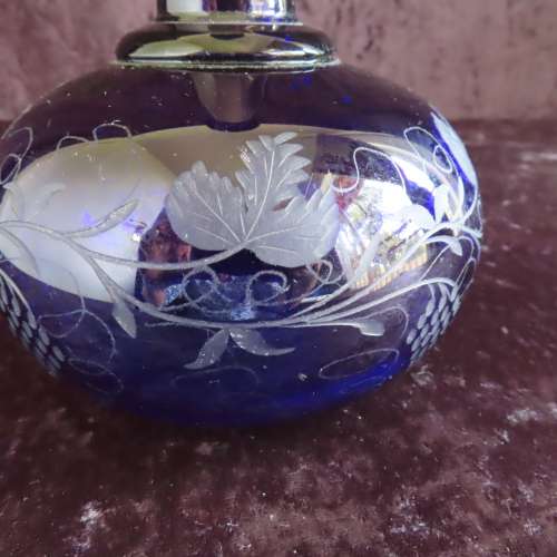 Bristol Blue Etched Decanter.