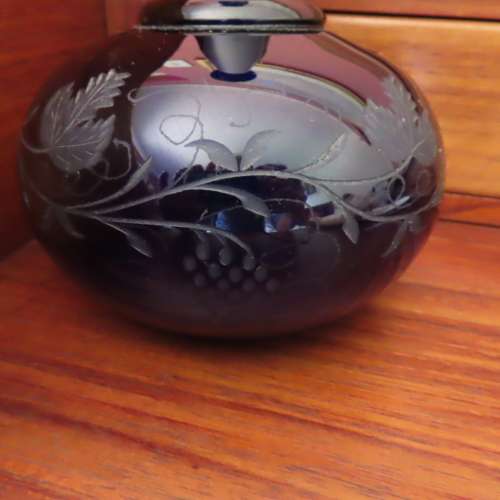 Bristol Blue Etched Decanter.