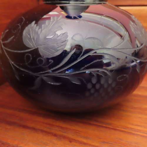 Bristol Blue Etched Decanter.