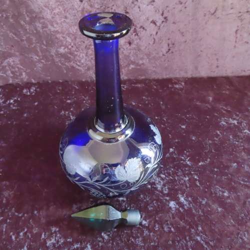 Bristol Blue Etched Decanter.