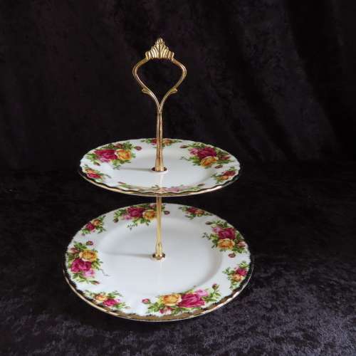 Royal Albert "Old Country Roses" Two Tier Cake Stand.  Please read the description for condition.