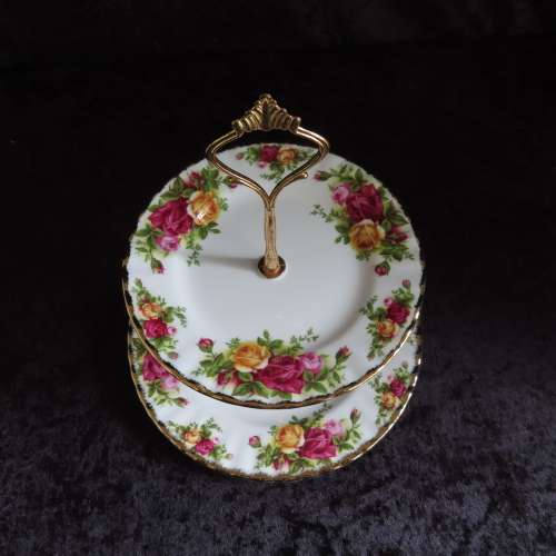 Royal Albert "Old Country Roses" Two Tier Cake Stand.  Please read the description for condition.