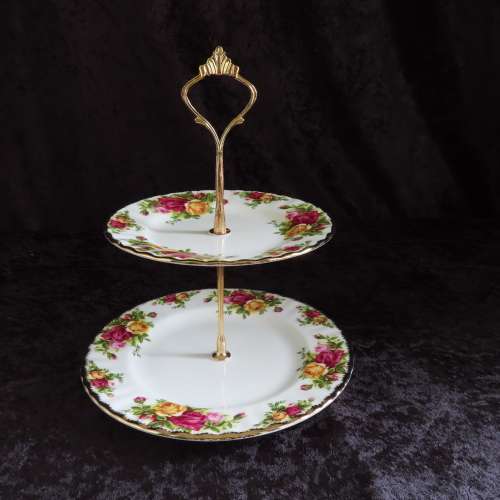Royal Albert "Old Country Roses" Two Tier Cake Stand.  Please read the description for condition.
