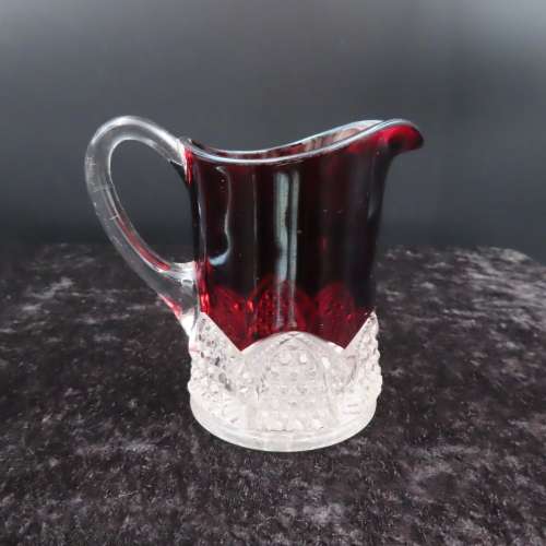 Antique Ruby Glass Milk Jug  Etched 16th March 1923