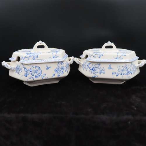 Wedgwood Clematis 19th Century Soup/Gravy Lidded Dishes