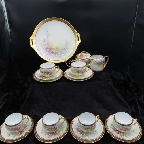 Hutchenreuter Bavaria 21 Piece  Hand Painted Tea Set.