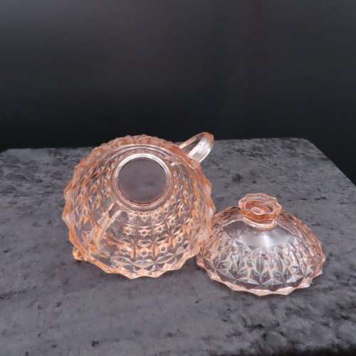 Pink Depression Glass Lidded Bowl