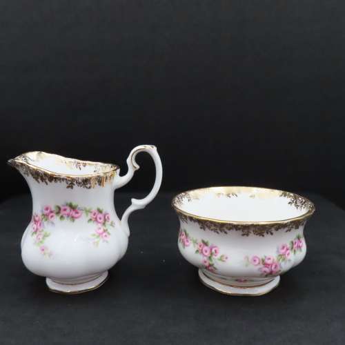 Royal Albert Dimity Rose Coffee Creamer & Sugar Bowl