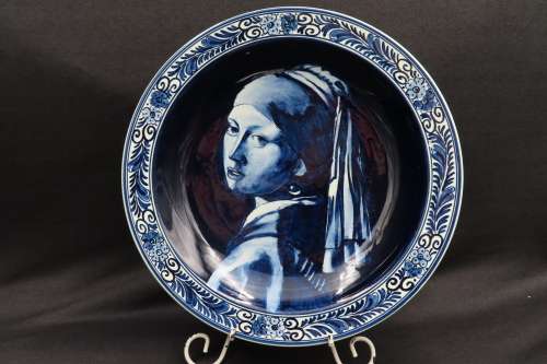 Blauw Delft Meisjes Portret Naar Vermeer