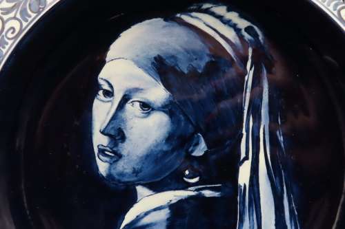 Blauw Delft Meisjes Portret Naar Vermeer