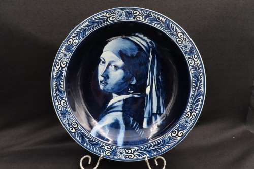 Blauw Delft Meisjes Portret Naar Vermeer