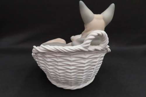Lladro German Sheperd With Pup (Reclining In Dog Basket)