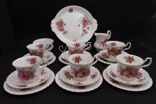 Royal Albert Centennial Rose 21 Piece Tea Set.