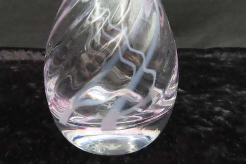Caithness Crystal Vintage  Pink Glass Striped Posy Vase