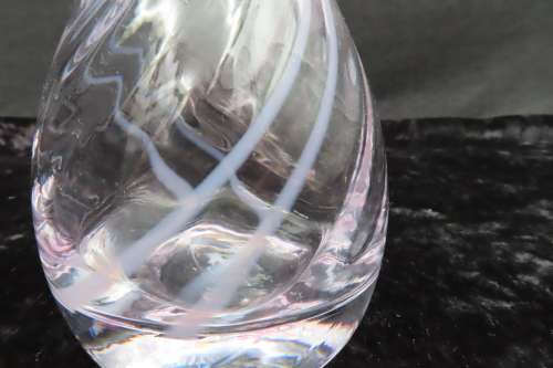 Caithness Crystal Vintage  Pink Glass Striped Posy Vase