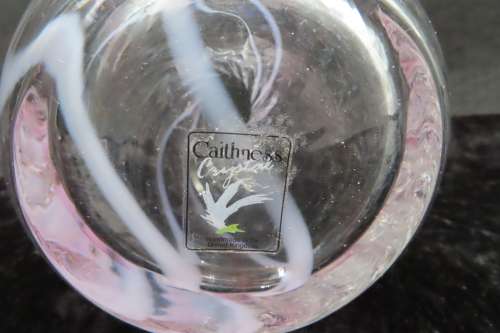 Caithness Crystal Vintage  Pink Glass Striped Posy Vase