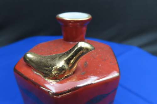 Japanese Whistling Bird Sake Decanter & 5 Cups.