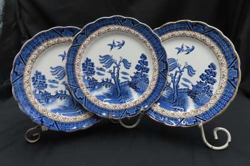 Booths Real Old Willow Cake Plates x 3 (A8025)