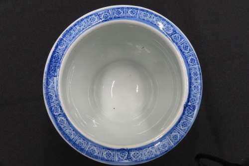 Blue & White Butterfly Pattern Pot Plant Holder with Saucer.