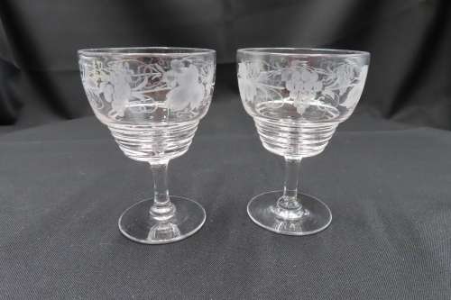 Stuart Crystal Vintage Grape Vine Pattern Glasses x 2