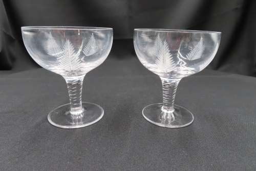Stuart Crystal Vintage Fern Pattern Glasses x 2