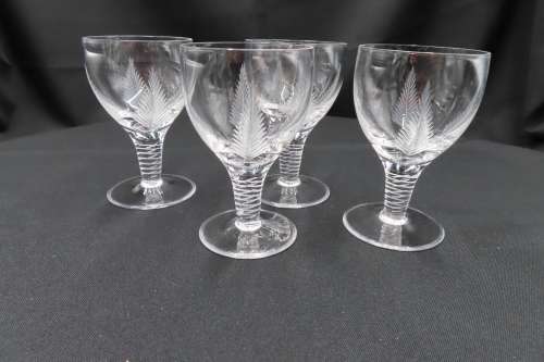 Stuart Crystal Vintage Fern Pattern Glasses x 4