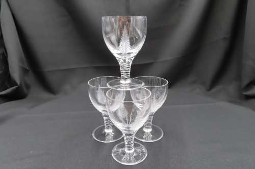 Stuart Crystal Vintage Fern Pattern Glasses x 4
