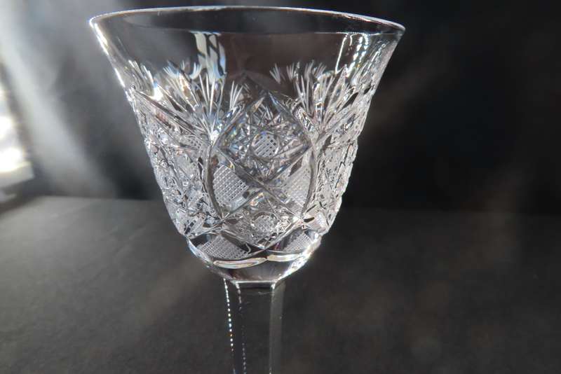 Bohemia Crystal Hand Cut Sherry Glasses x 6 Made in Czecholovakia