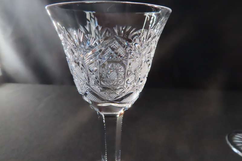 Bohemia Crystal Hand Cut Sherry Glasses x 6 Made in Czecholovakia