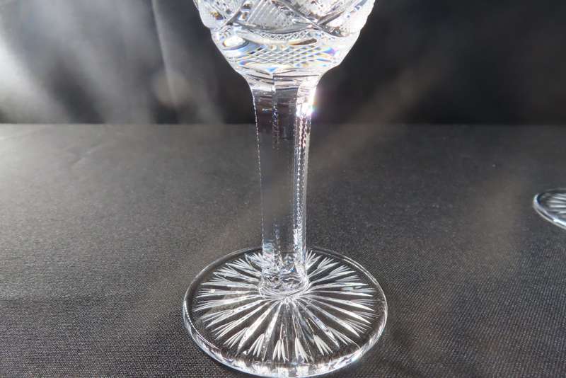 Bohemia Crystal Hand Cut Sherry Glasses x 6 Made in Czecholovakia
