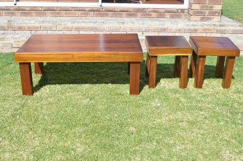 Set of 3 Imbuia Tables -  See Description for shipping.