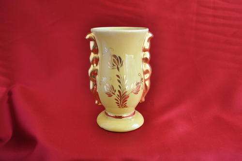 Lucia Ware Yellow and Gold Handpainted Vase