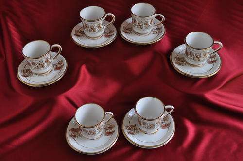 6 Moccha Cups and Saucers with 24kt Gold  Guilding