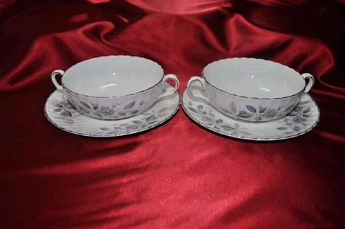 Royal Adderley "Breath o' Spring" Soup Bowls with Saucers x 2