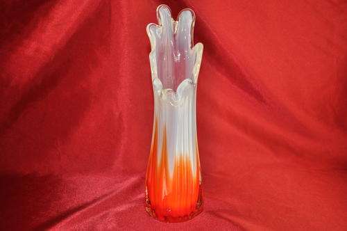 Bright Orange and White Vase